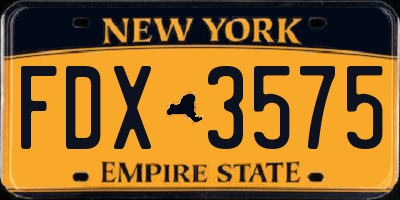 NY license plate FDX3575