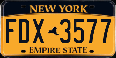 NY license plate FDX3577
