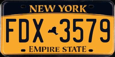 NY license plate FDX3579