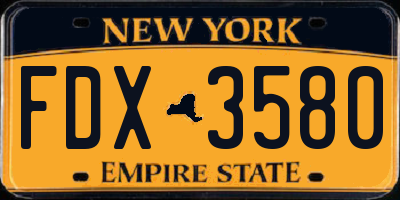 NY license plate FDX3580