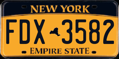 NY license plate FDX3582