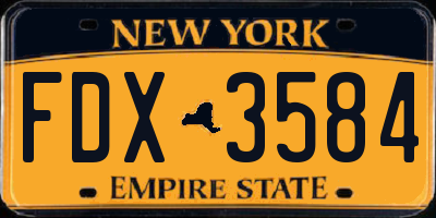 NY license plate FDX3584