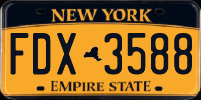 NY license plate FDX3588