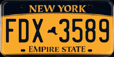 NY license plate FDX3589