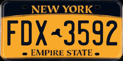 NY license plate FDX3592