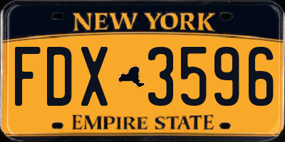 NY license plate FDX3596