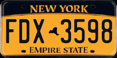 NY license plate FDX3598