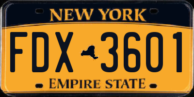 NY license plate FDX3601