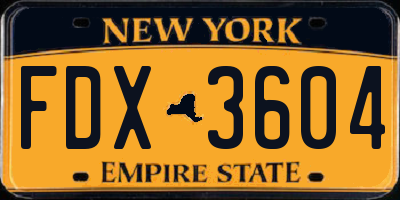 NY license plate FDX3604