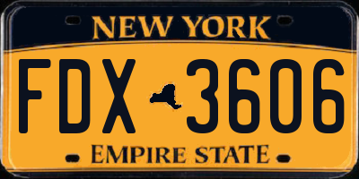 NY license plate FDX3606