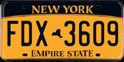 NY license plate FDX3609