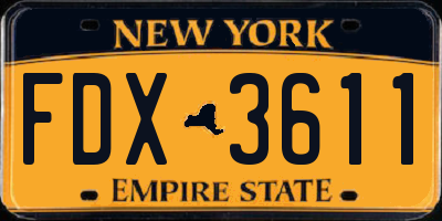 NY license plate FDX3611