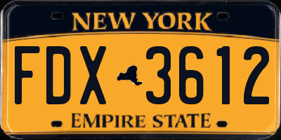 NY license plate FDX3612