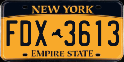 NY license plate FDX3613