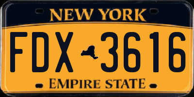 NY license plate FDX3616