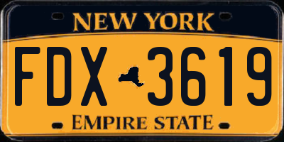 NY license plate FDX3619
