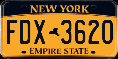 NY license plate FDX3620