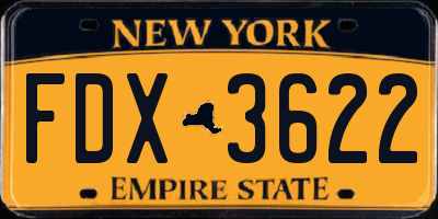 NY license plate FDX3622