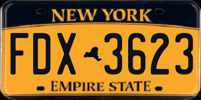 NY license plate FDX3623