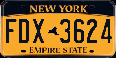 NY license plate FDX3624