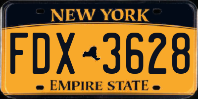 NY license plate FDX3628