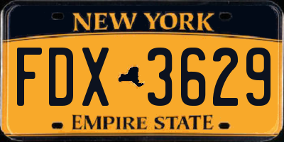 NY license plate FDX3629