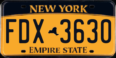 NY license plate FDX3630