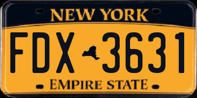 NY license plate FDX3631