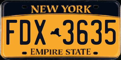 NY license plate FDX3635