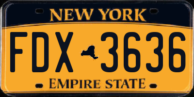 NY license plate FDX3636