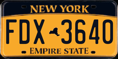 NY license plate FDX3640