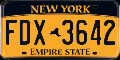 NY license plate FDX3642
