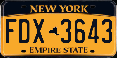NY license plate FDX3643