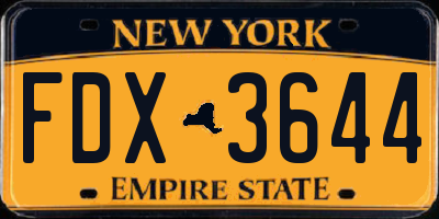NY license plate FDX3644