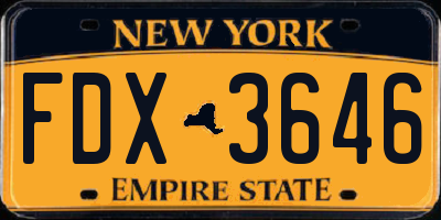 NY license plate FDX3646