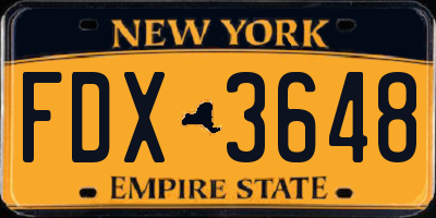 NY license plate FDX3648