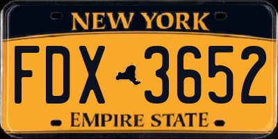 NY license plate FDX3652