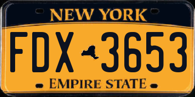 NY license plate FDX3653