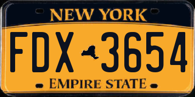 NY license plate FDX3654