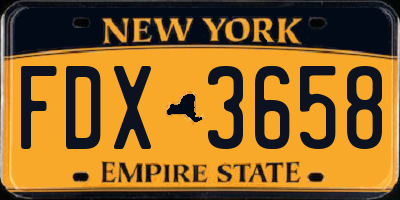 NY license plate FDX3658