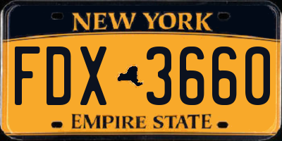 NY license plate FDX3660