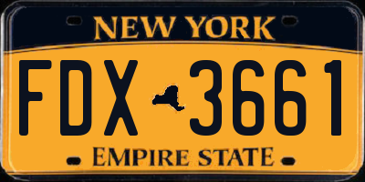 NY license plate FDX3661