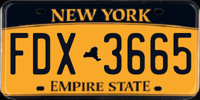 NY license plate FDX3665