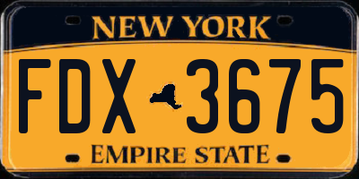 NY license plate FDX3675