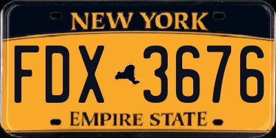 NY license plate FDX3676