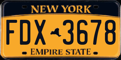 NY license plate FDX3678