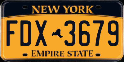 NY license plate FDX3679