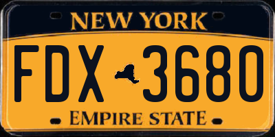 NY license plate FDX3680
