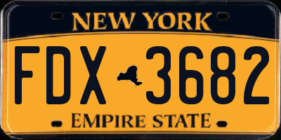 NY license plate FDX3682