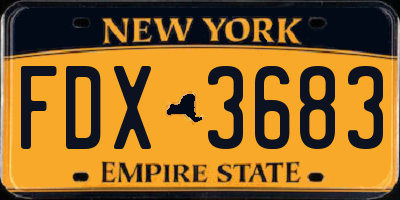 NY license plate FDX3683